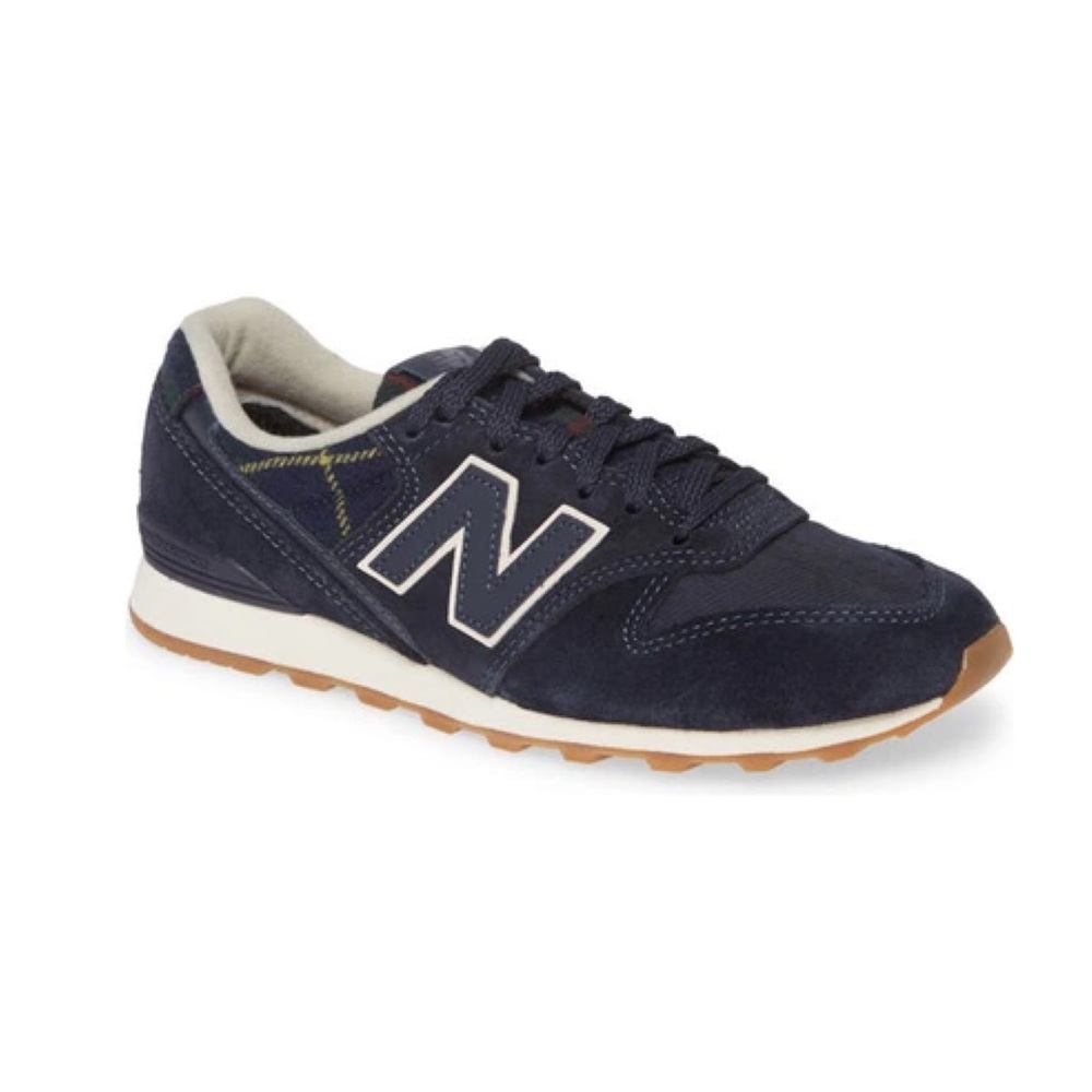 New Balance 996 J. Crew Plaid Navy Casual Sneakers Tennis Shoes Sz 7.5